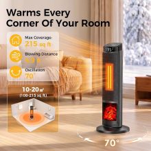 23 Inch Indoor Space Heater, 1500W Portable Electric Room Heater - view 3 of 6 | NEWBULIG