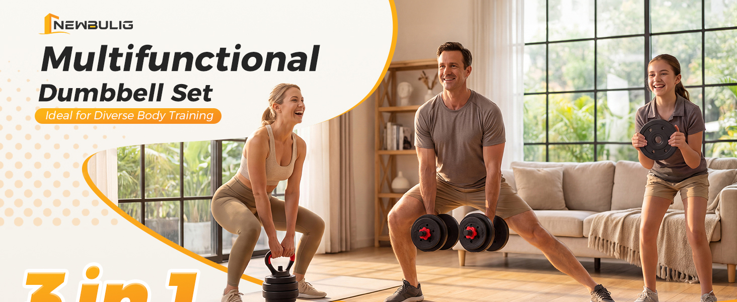 NEWBULIG Adjustable Dumbbell Set, 5-in-1 Weight Set, 20/40/60LBS - NEWBULIG product detail
