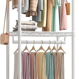 Heavy Duty Garment Rack with Wheels, 3-Tier Clothing Rack White | NEWBULIG