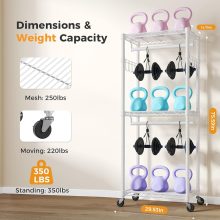 Heavy Duty Garment Rack with Wheels, 3-Tier Clothing Rack White - view 2 of 6 | NEWBULIG