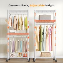 Heavy Duty Garment Rack with Wheels, 3-Tier Clothing Rack White - view 5 of 6 | NEWBULIG