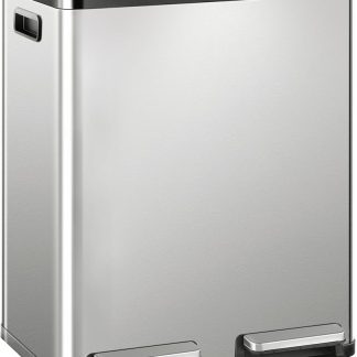16 Gallon Dual Compartment Kitchen Trash Can, Stainless Steel, 60L | NEWBULIG