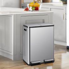16 Gallon Dual Compartment Kitchen Trash Can, Stainless Steel, 60L - view 6 of 6 | NEWBULIG