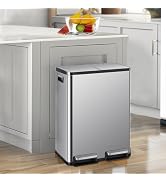 NEWBULIG 16 Gallon Dual Compartment Kitchen Trash Can, Stainless Steel, 60L - NEWBULIG product detail
