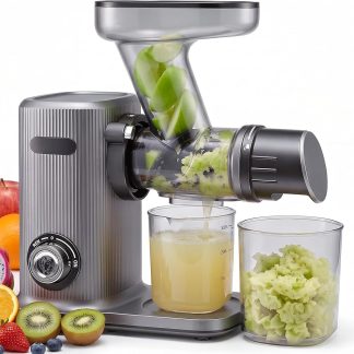Juicer Machine with 5.9 Inch Feed Chute, Cold Press Juicer, Silver | NEWBULIG
